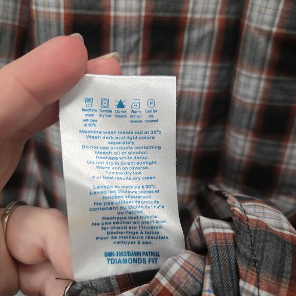 7 Diamonds Brown Plaid Button Front Shirt Size XL - Picture 5 of 5